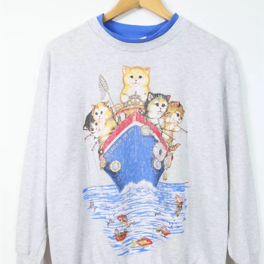 Hanes Gray and Blue Sweatshirt